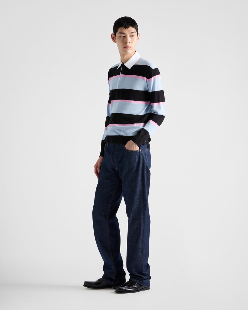 Prada Striped silk and cotton polo shirt outlook