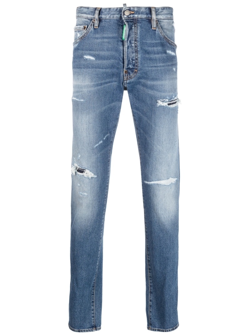 distressed slim-cut jeans - 1