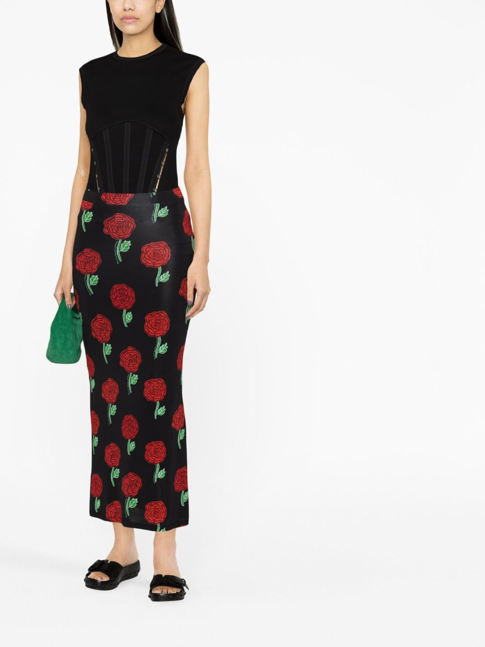 high-waisted floral-print skirt - 2
