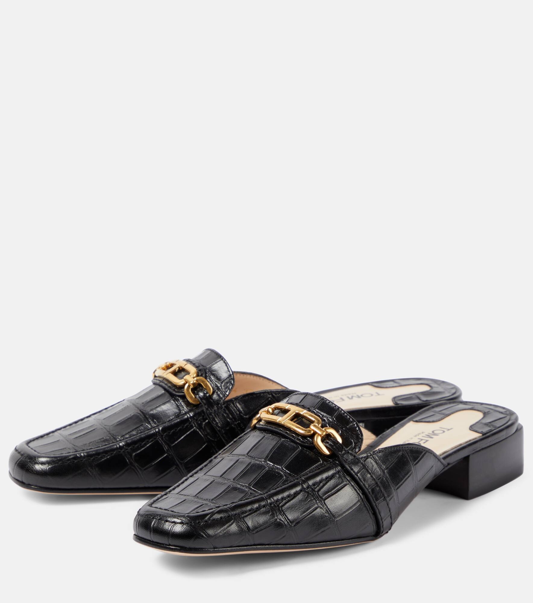 Whitney croc-effect leather mules - 5