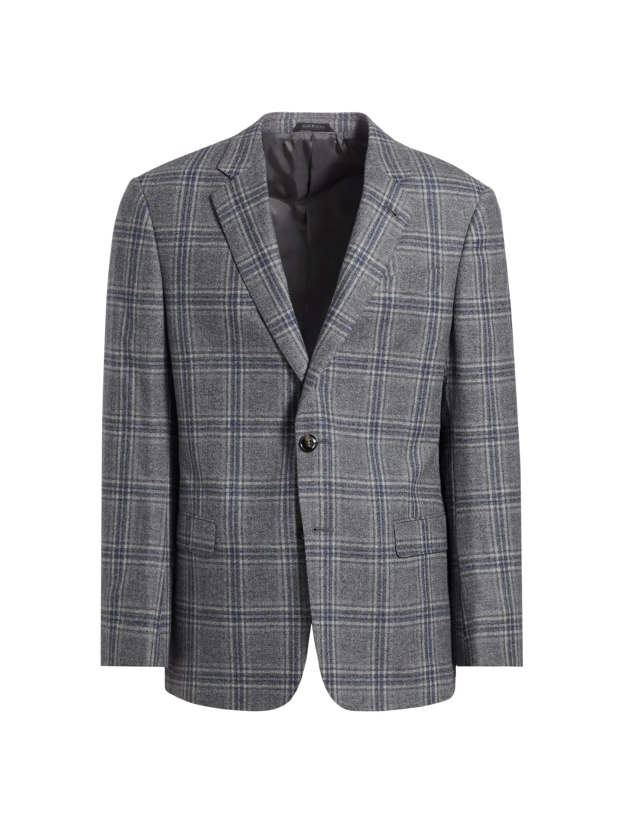 Men's Plaid Wool & Cashmere Jacket - Gray Navy - 1