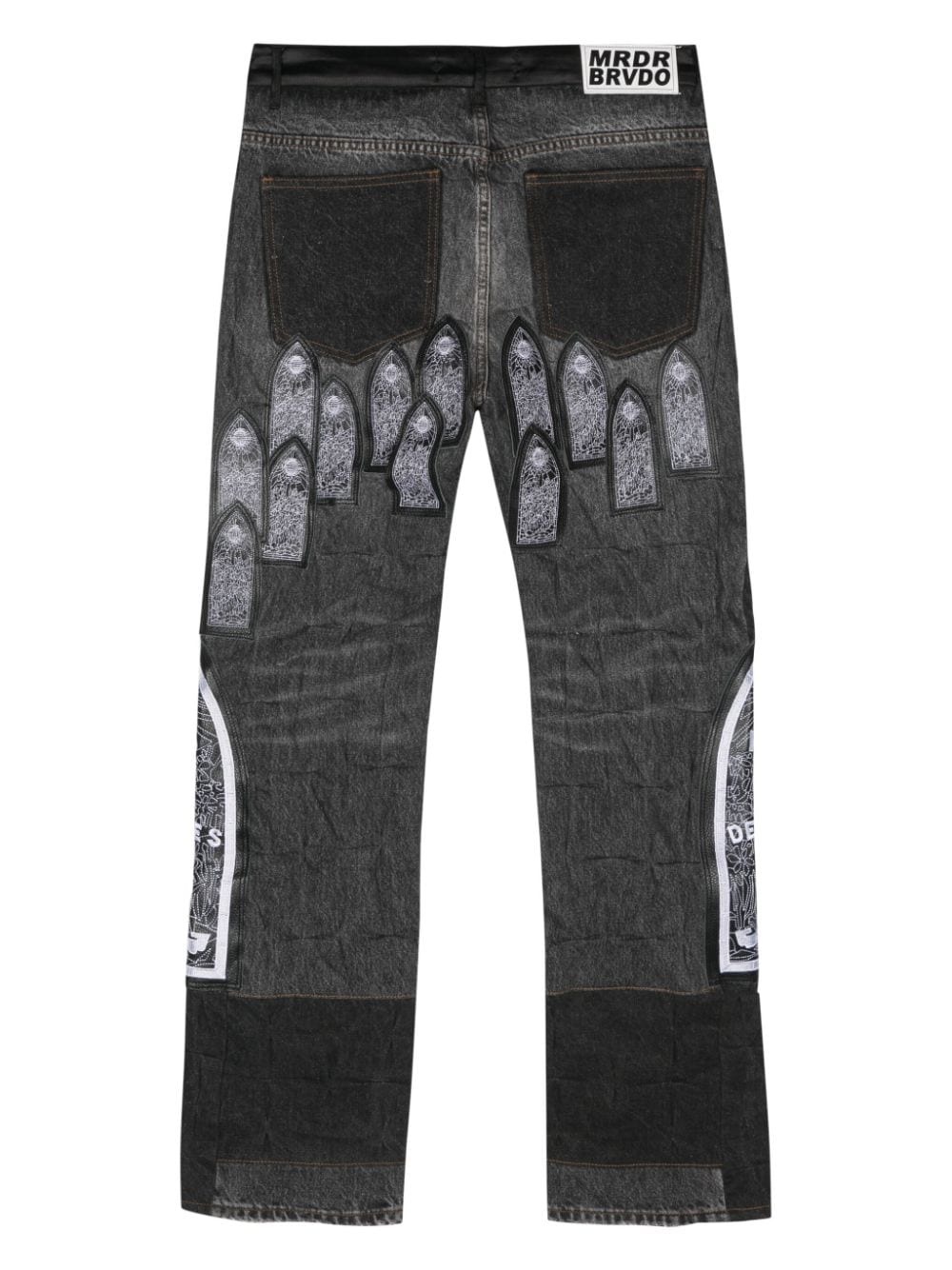 patchwork straight-leg jeans - 2