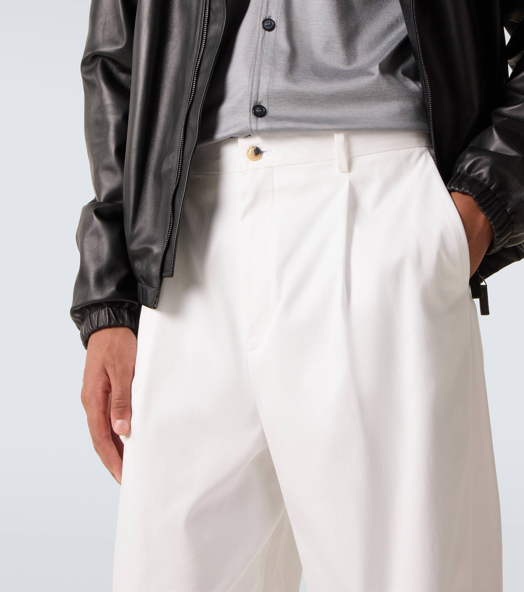 Cotton-blend straight pants - 5