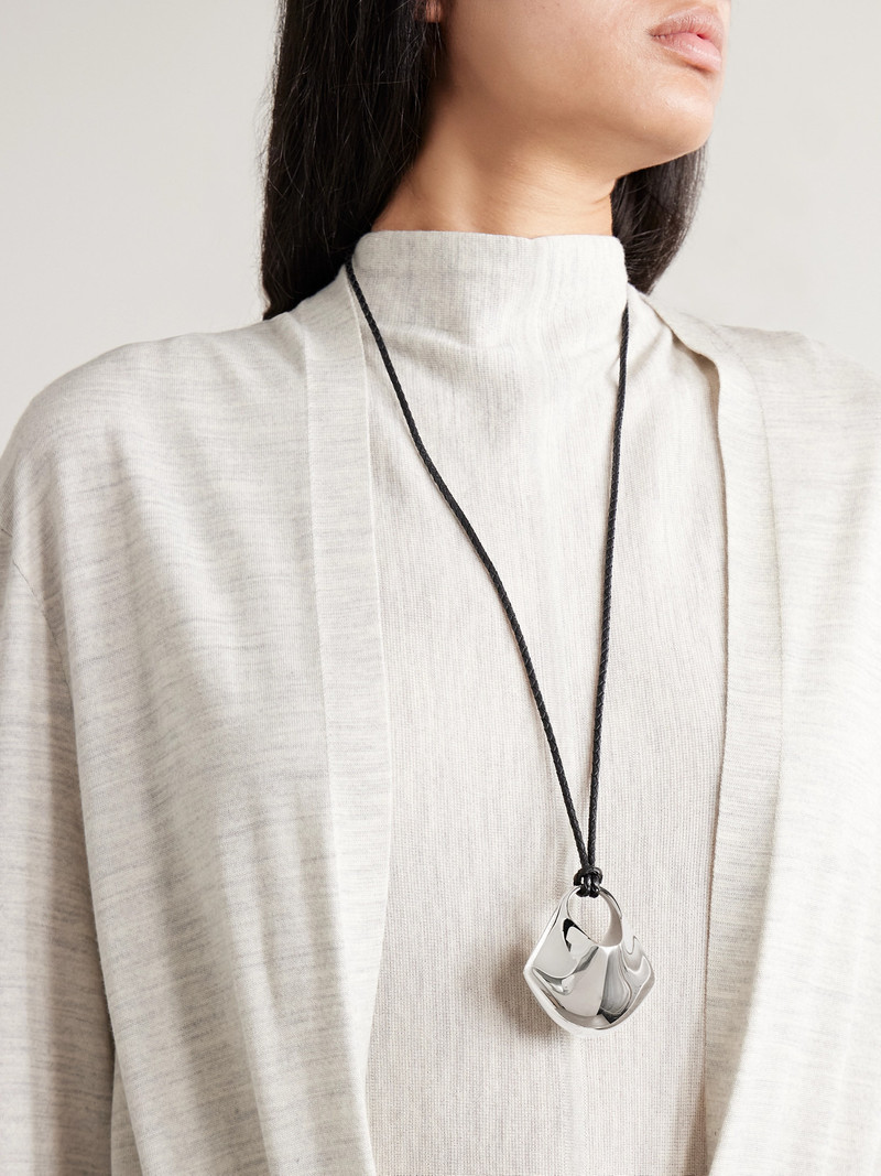 KHAITE Lotus Medium Braided Leather And Silver-tone Necklace outlook