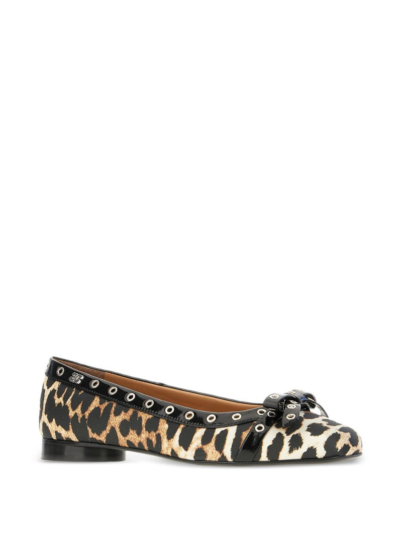 GANNI leopard-print ballerina shoes outlook
