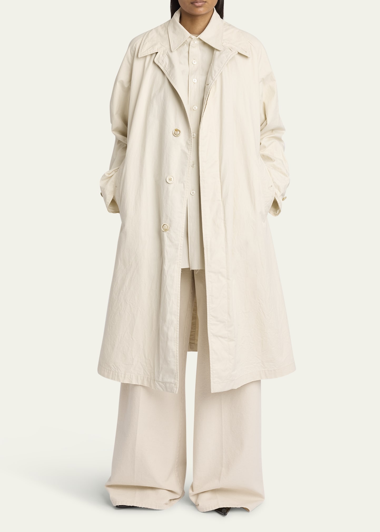 Layered Cotton Dyed Twill Trench Coat - 2