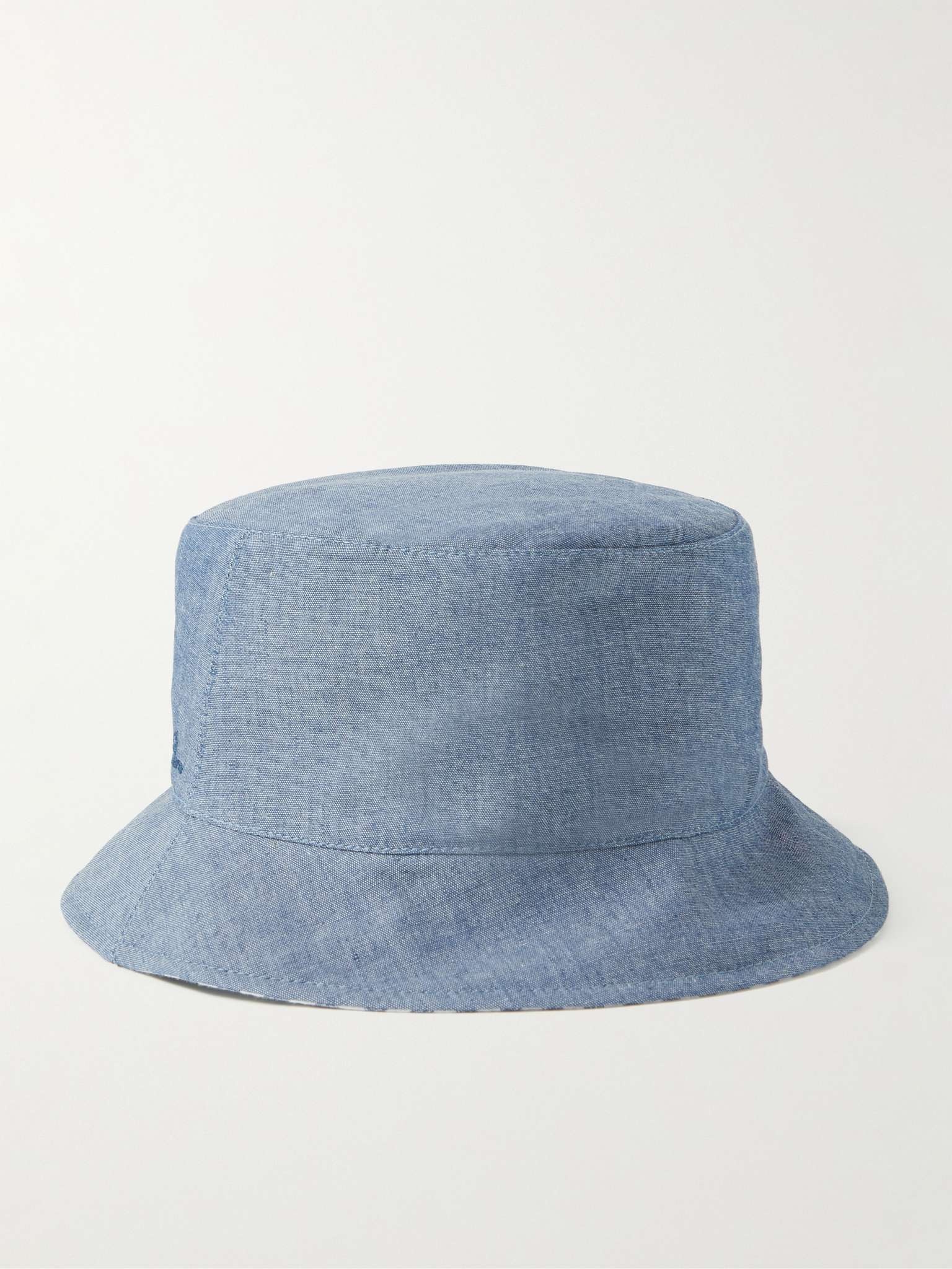 Reversible Logo-Embroidered Cotton-Chambray and Linen Bucket Hat - 3