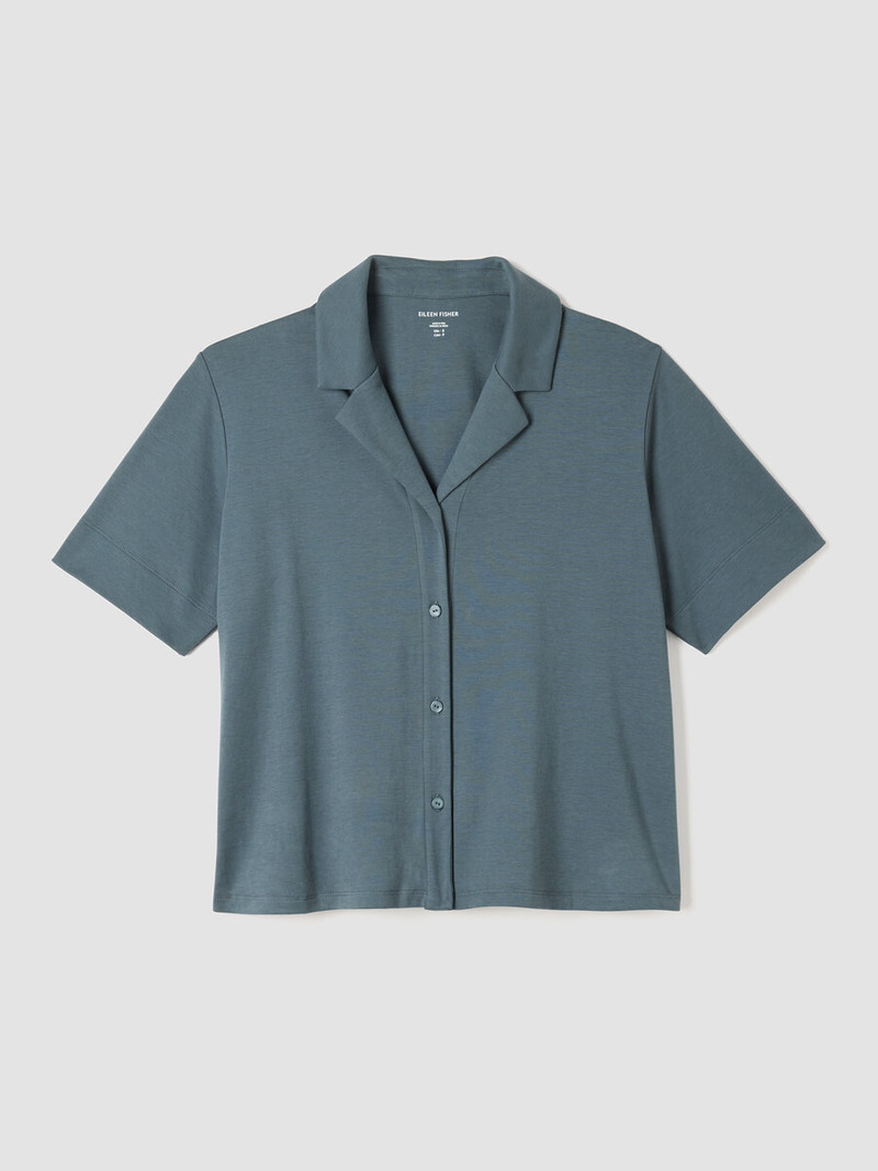 Organic Cotton Interlock Notch Collar Sleep Shirt 1