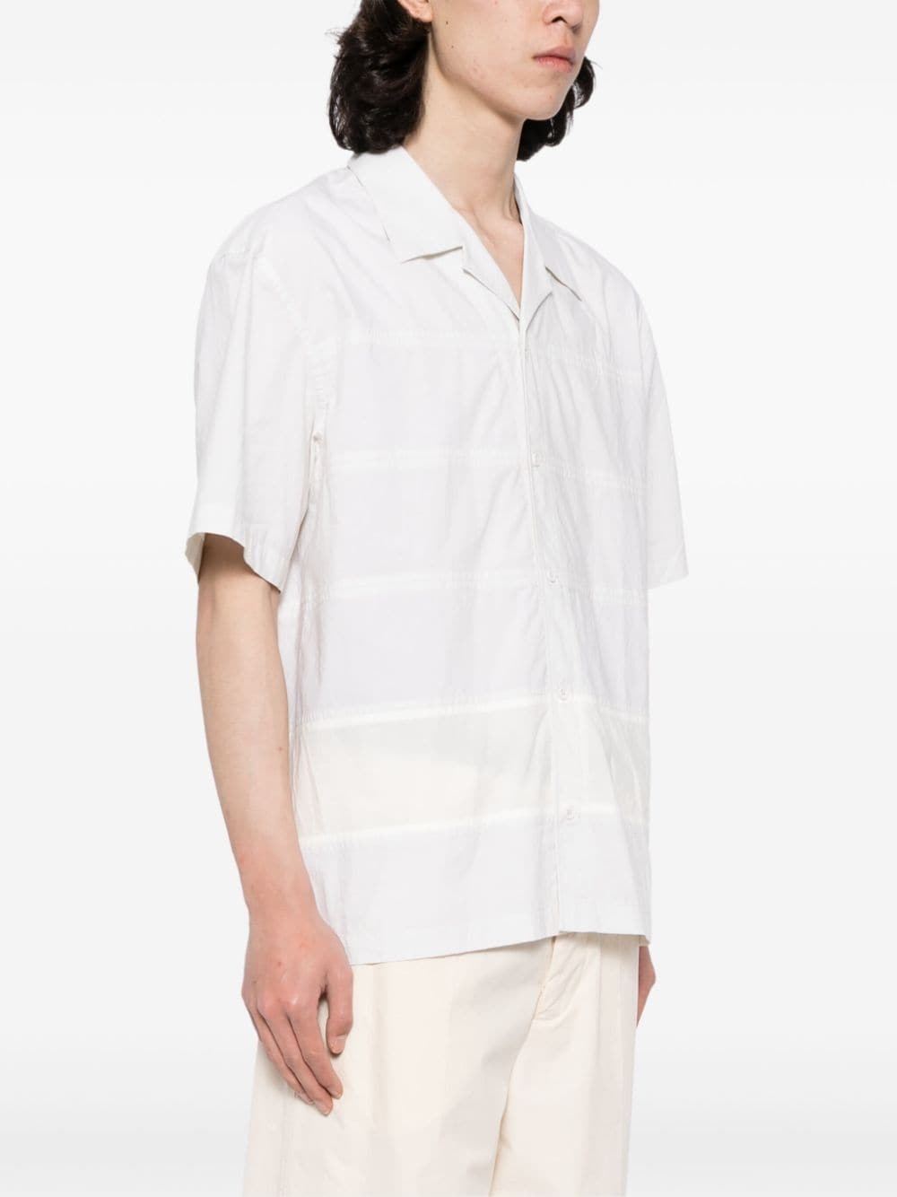 panelled cotton short-sleeve shirt - 3