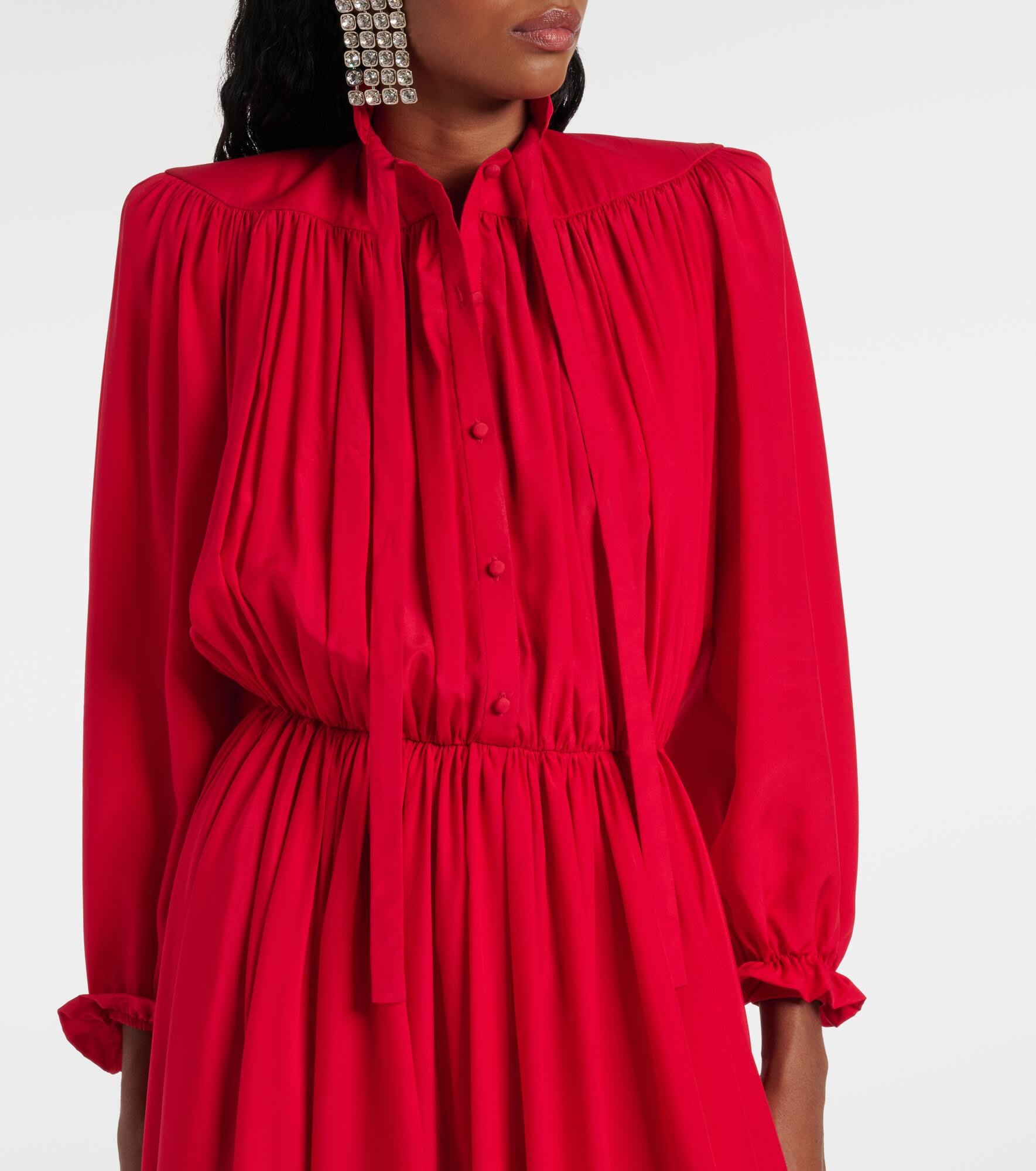 Bow-detail lace-up silk midi dress - 5
