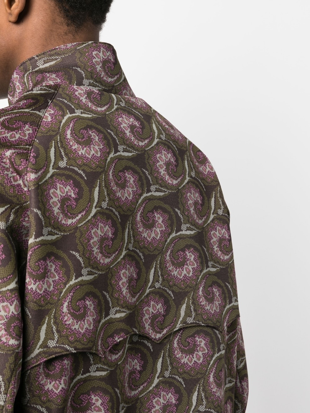 graphic-pattern funnel neck jacket - 5