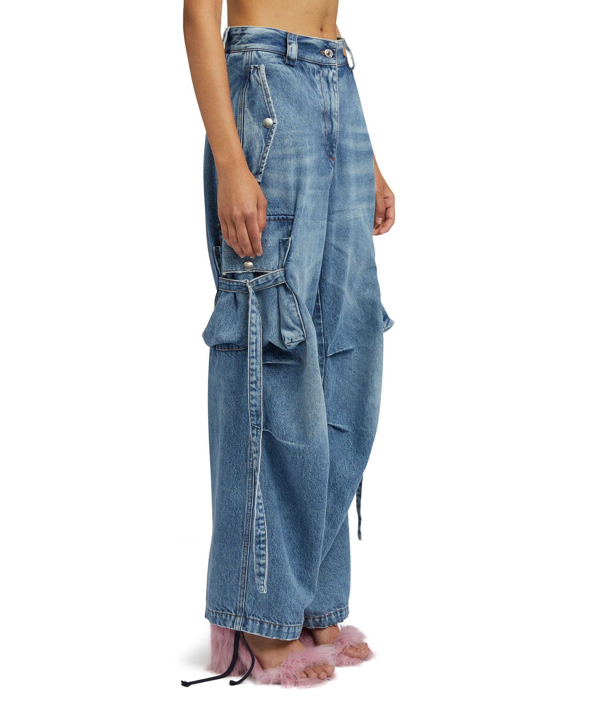 Cargo trousers with "Light Blue Washed Denim" workmanship - 4