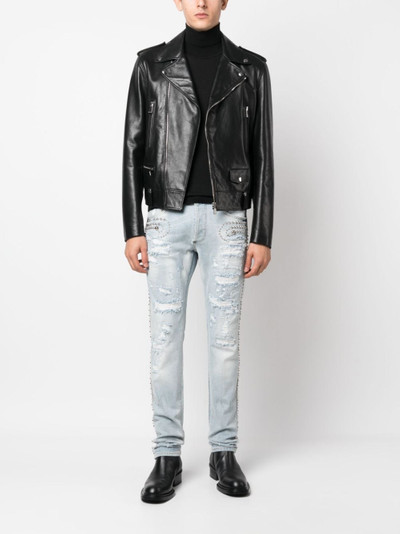 PHILIPP PLEIN stud-embellished distressed jeans outlook