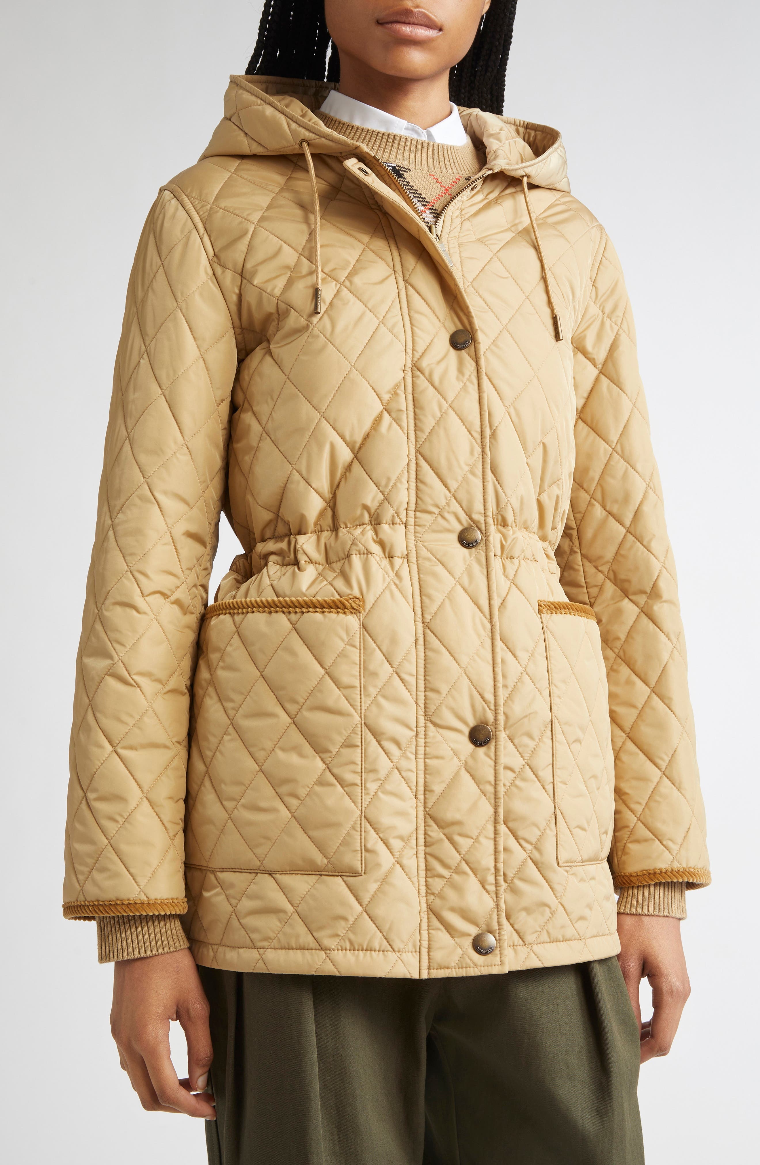 burberry Water Repellent Quilted Nylon Parka in Flax at Nordstrom - 5