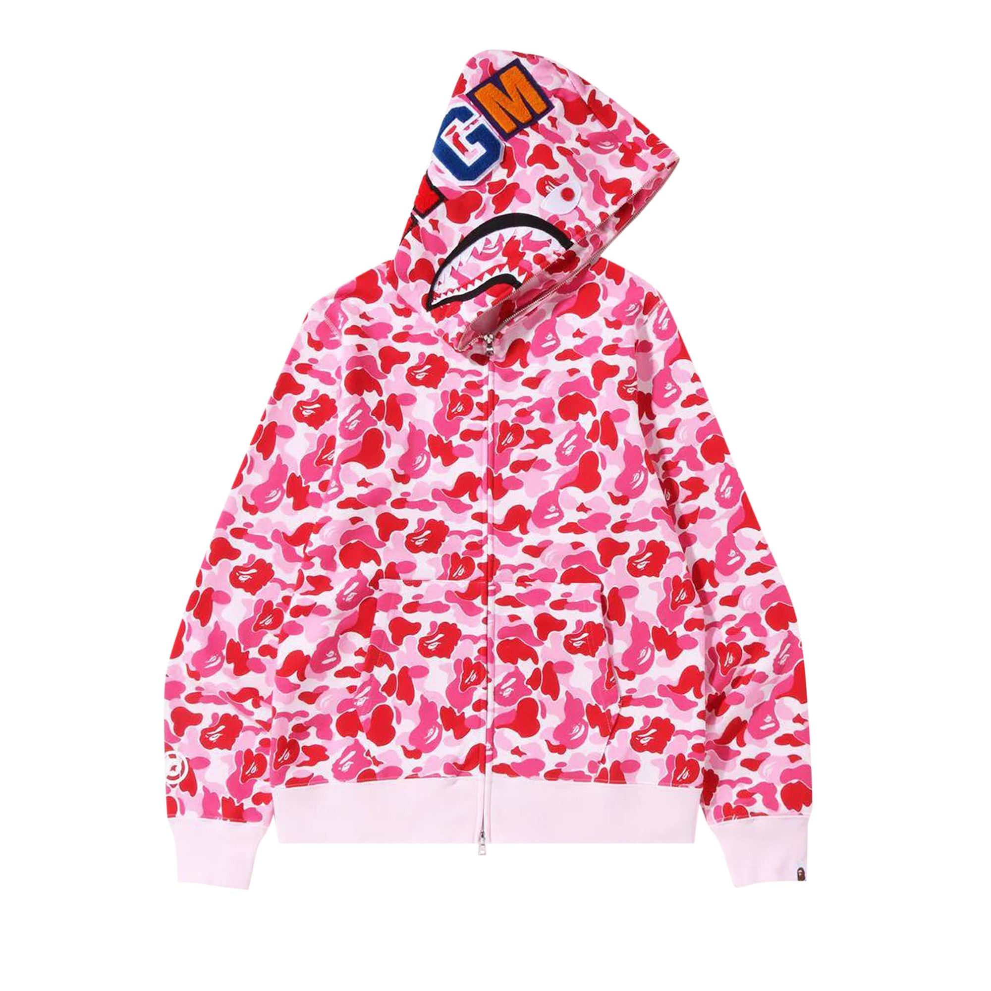 BAPE ABC Camo Shark Full Zip Hoodie 'Pink' - 1