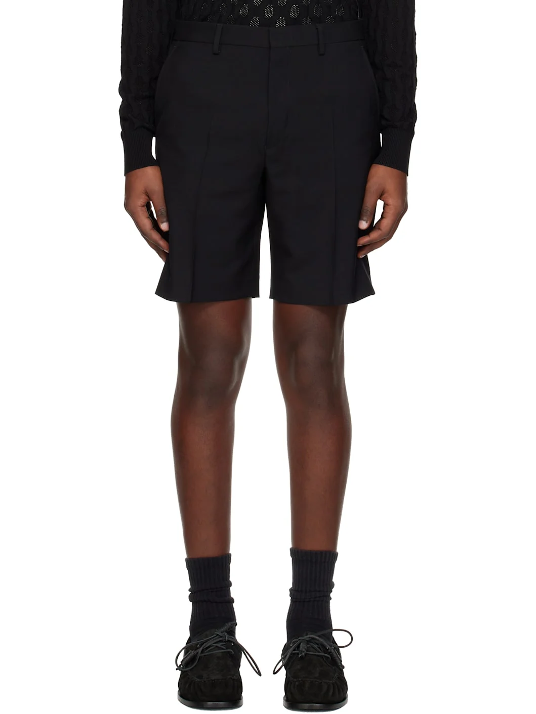 Black Creased Shorts - 1