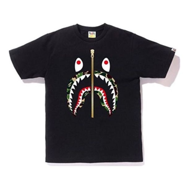 A Bathing Ape Half Zip Shark Face T-Shirt 'Black' BAPE19SS-007 - 1