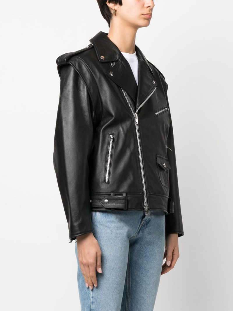 off-centre zip leather jacket 3