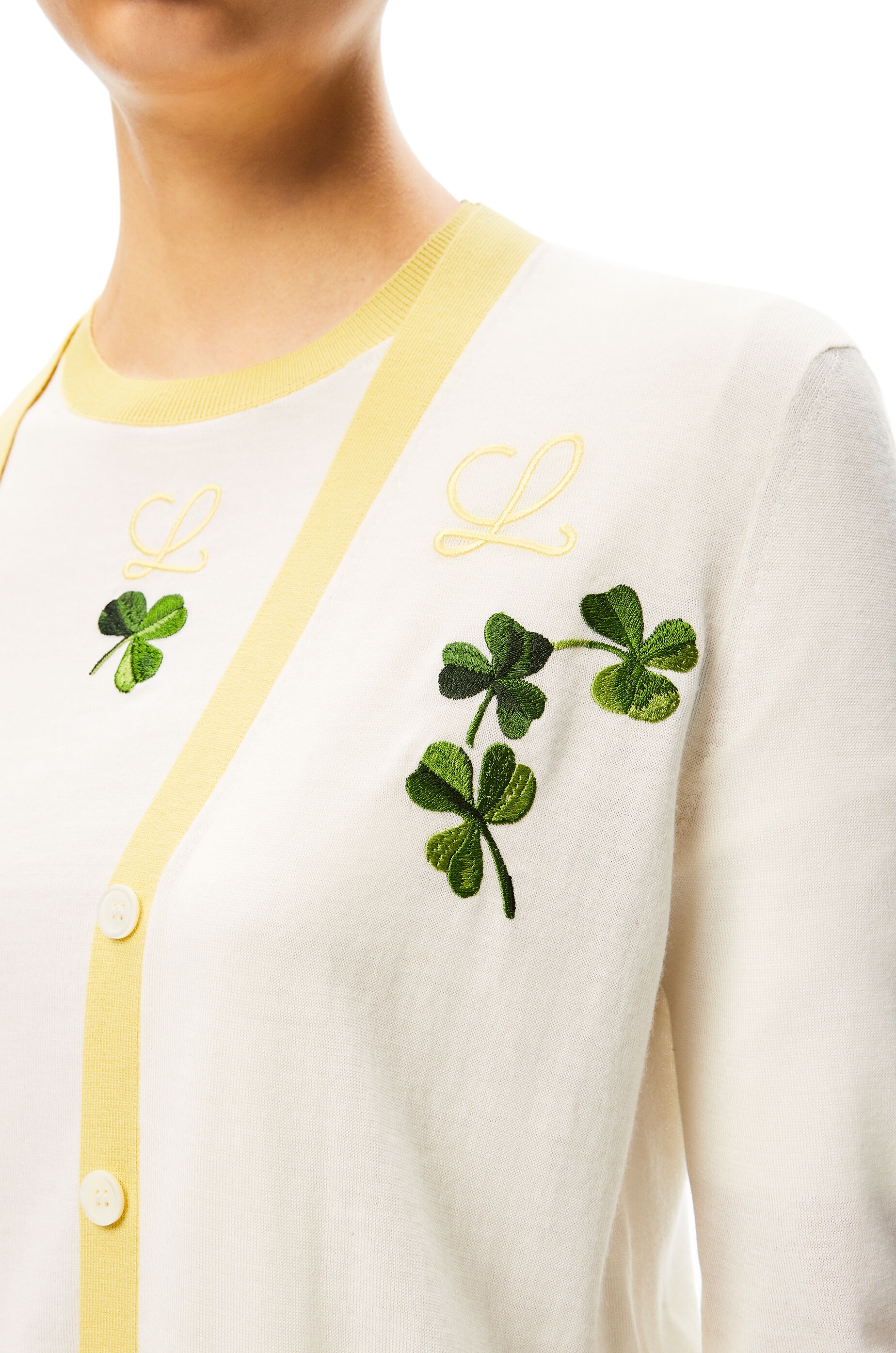 Shamrock embroidered cardigan in wool - 4