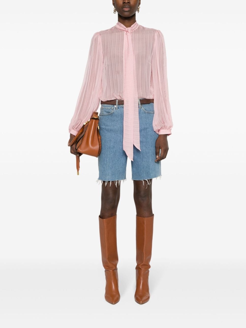 pussy-bow collar silk shirt - 2