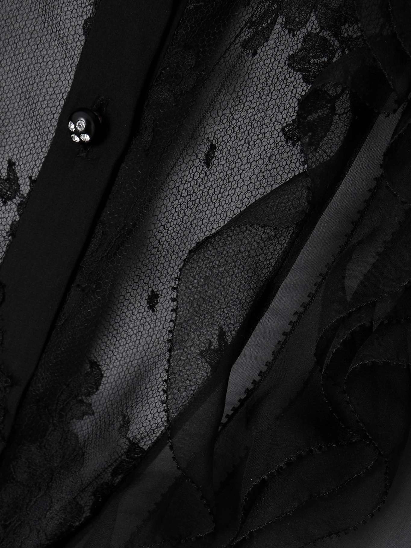 Ruffled lace-trimmed silk-chiffon blouse Black - 5