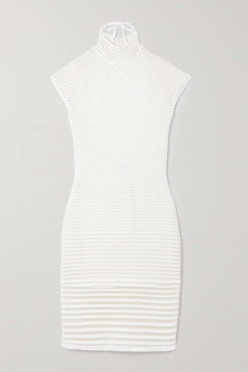 Open-back ribbed-knit mini dress - 1