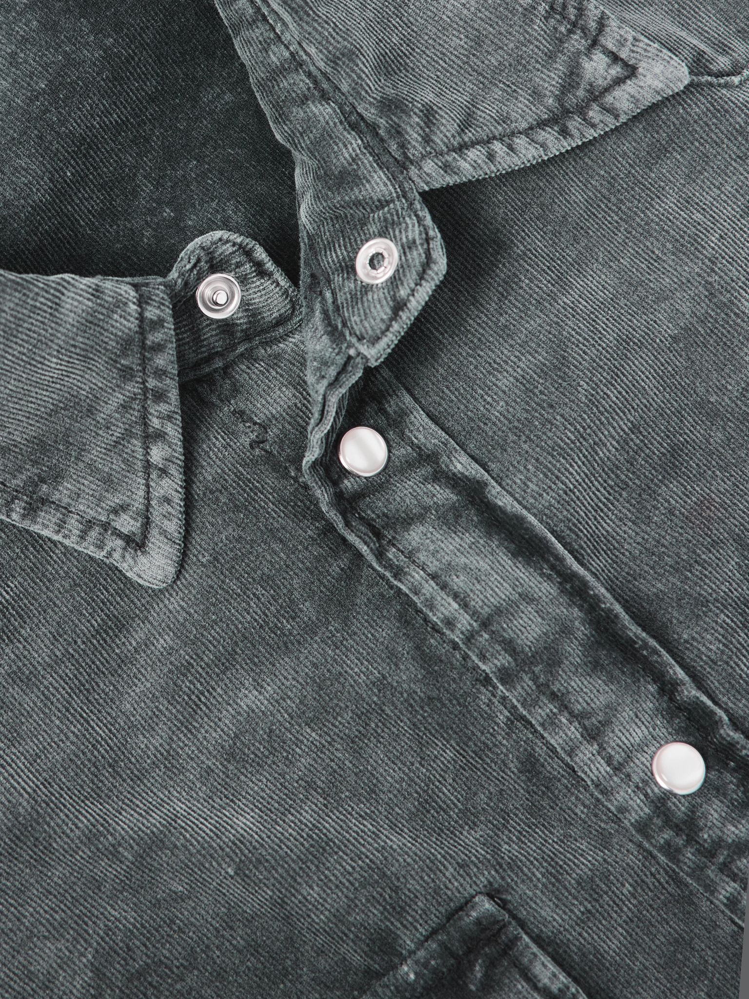 Vasco Cotton-Corduroy Shirt Black - 5