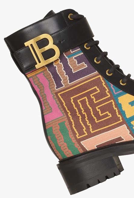 Multicolor needlepoint Ranger Romy ankle boots with Balmain monogram - 6