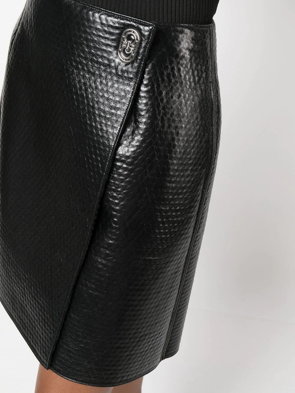 embossed wrap leather skirt - 5
