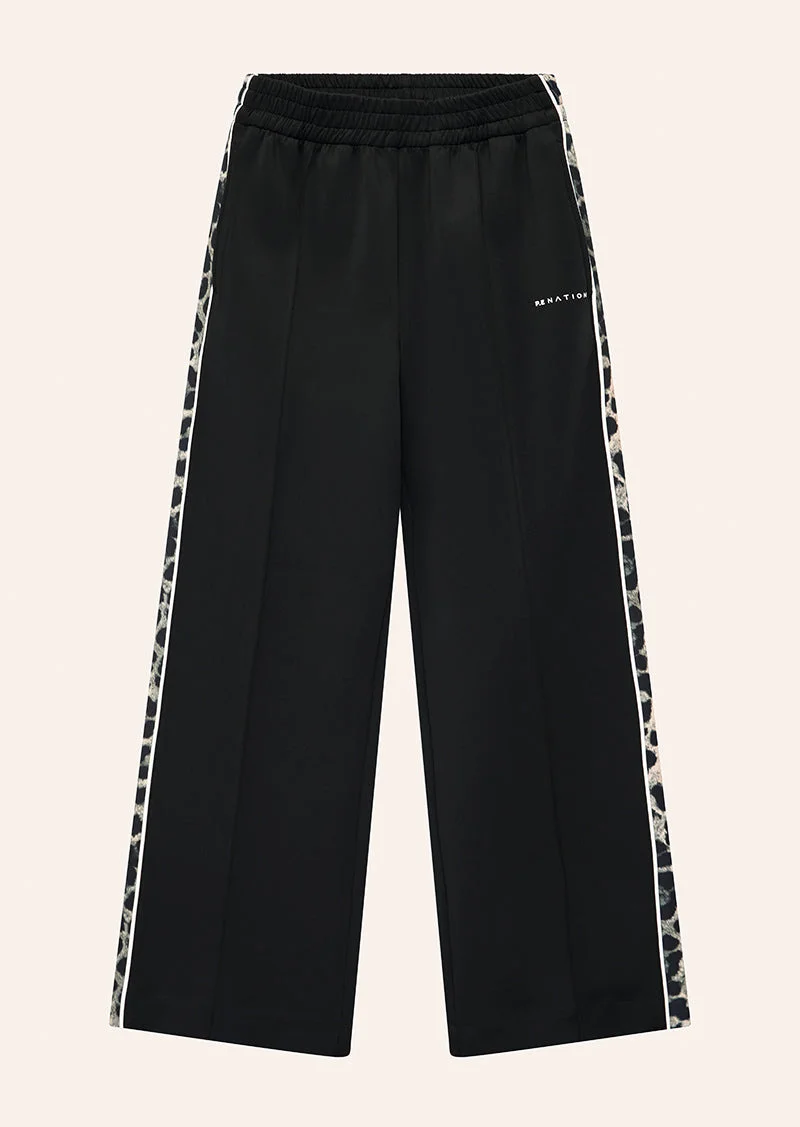 MAN DOWN TRACKPANT IN BLACK & LEOPARD - 1