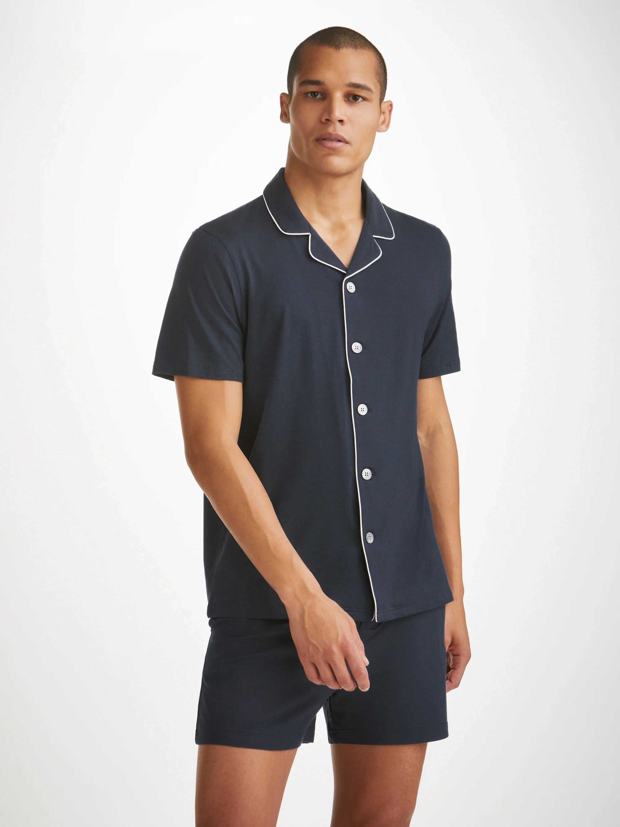 Men's Short Pyjamas Basel Micro Modal Stretch Navy - 8