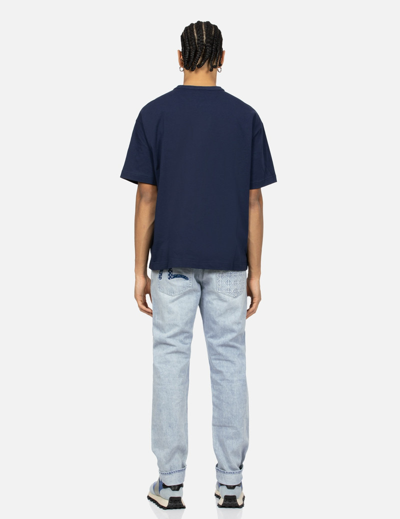 PATCHWORK EFFECT AND SASHIKO CARROT FIT DENIM JEANS #2017 5