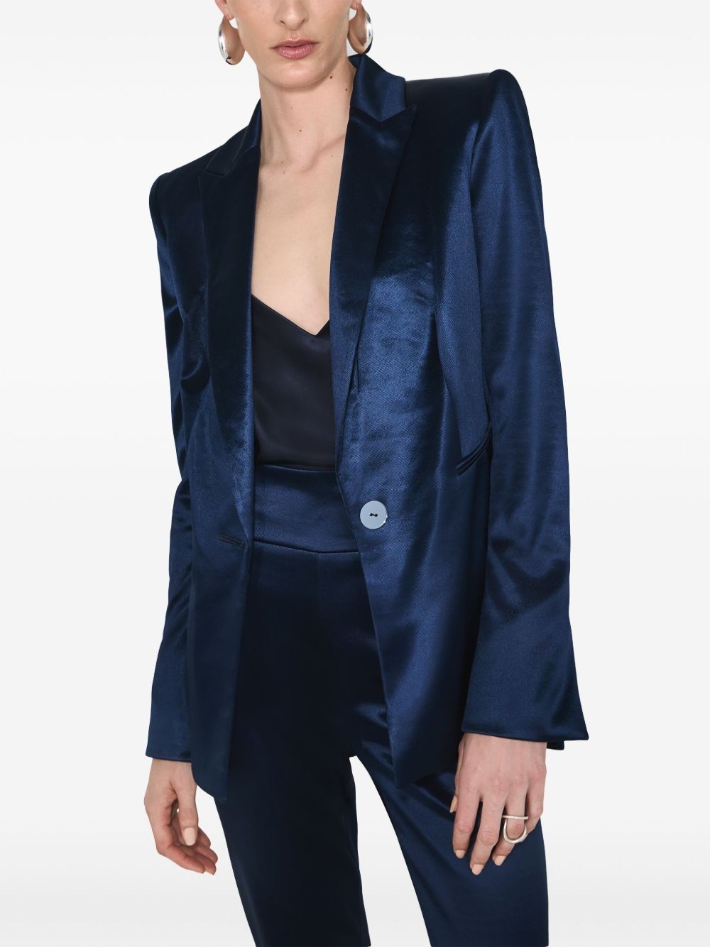 Sculpted single-breasted satin blazer - 5