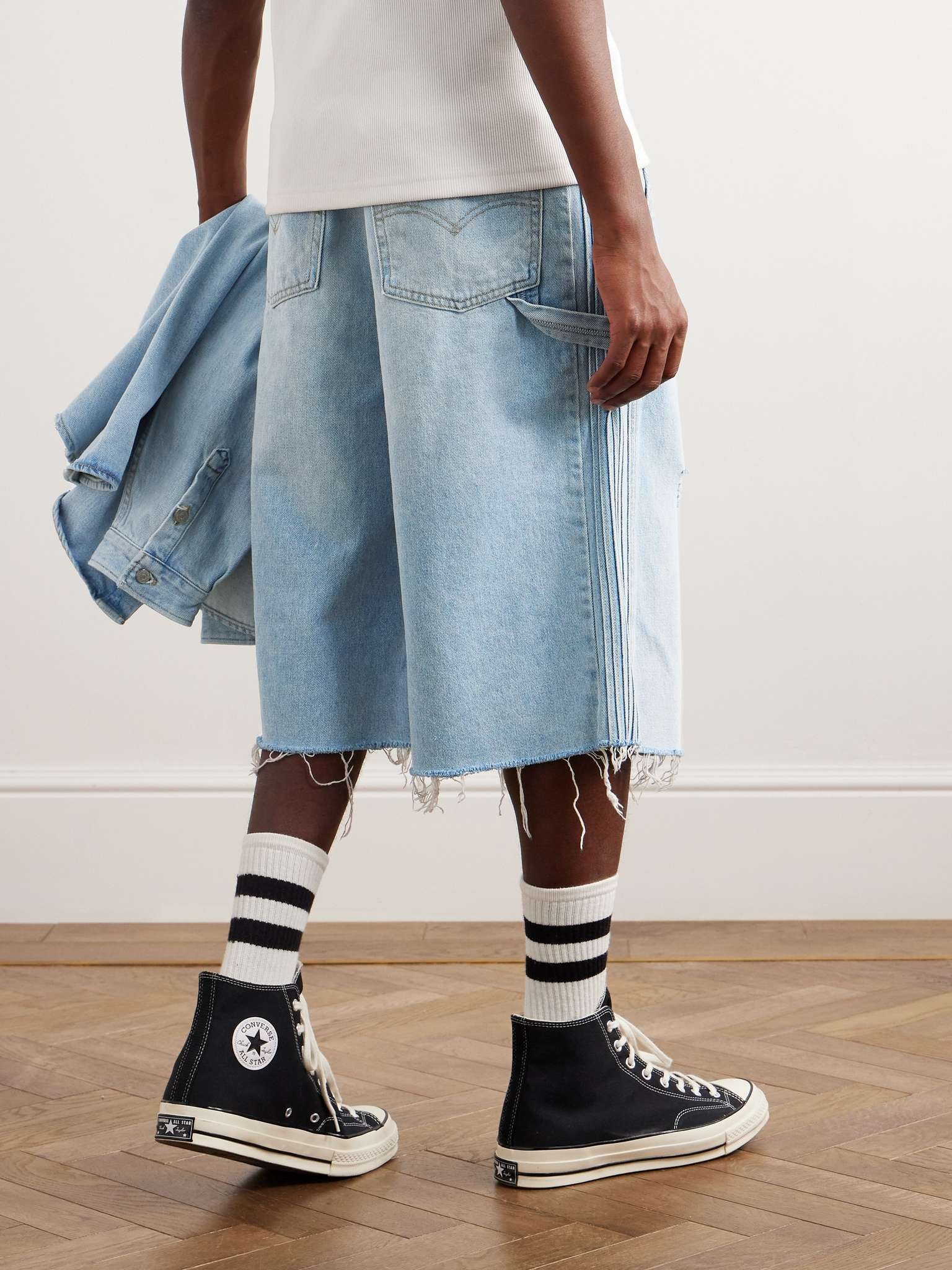 ERL + Levi's Straight-Leg Button-Detailed Distressed Denim
