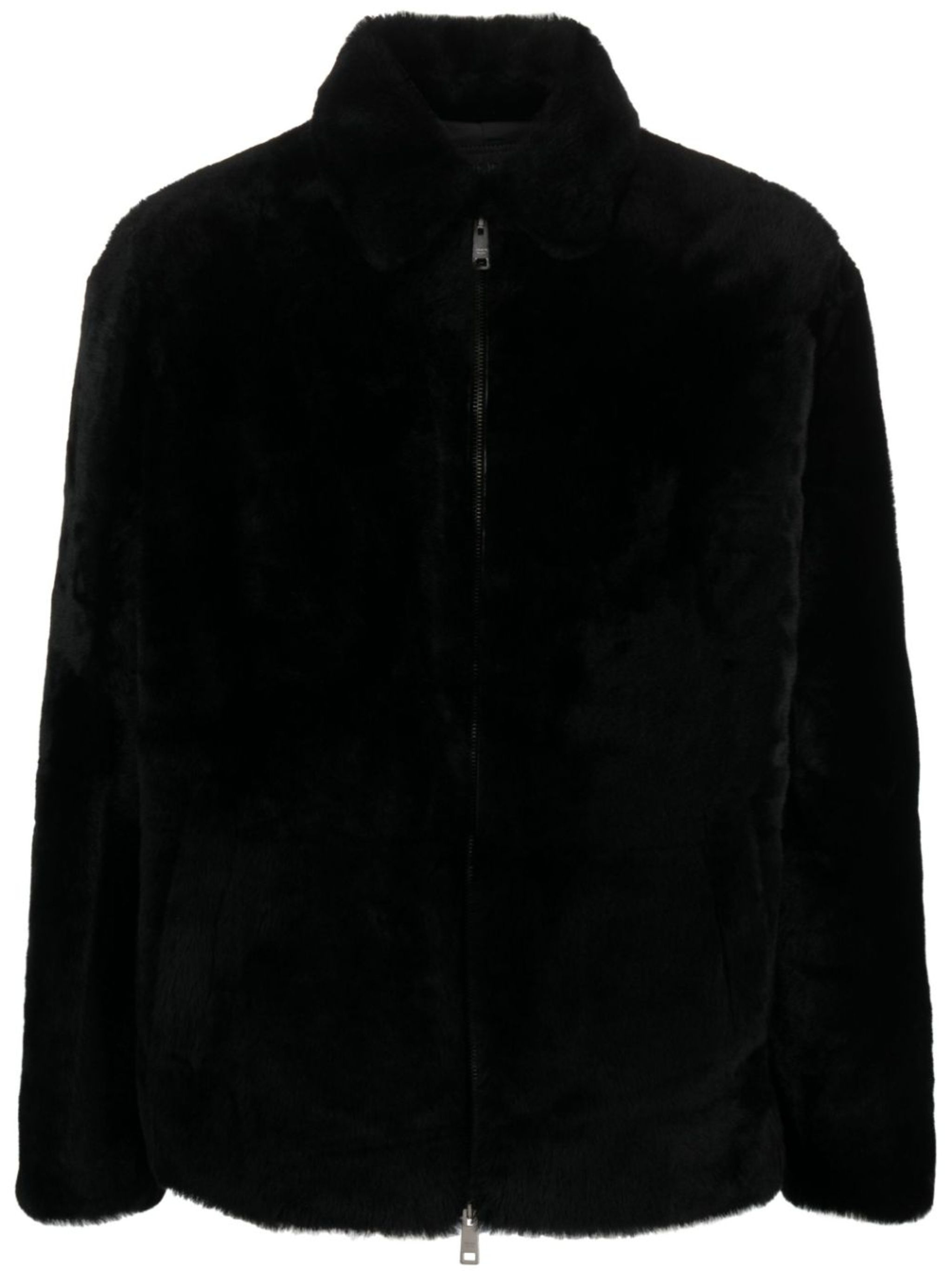 triangle-logo shearling jacket - 1