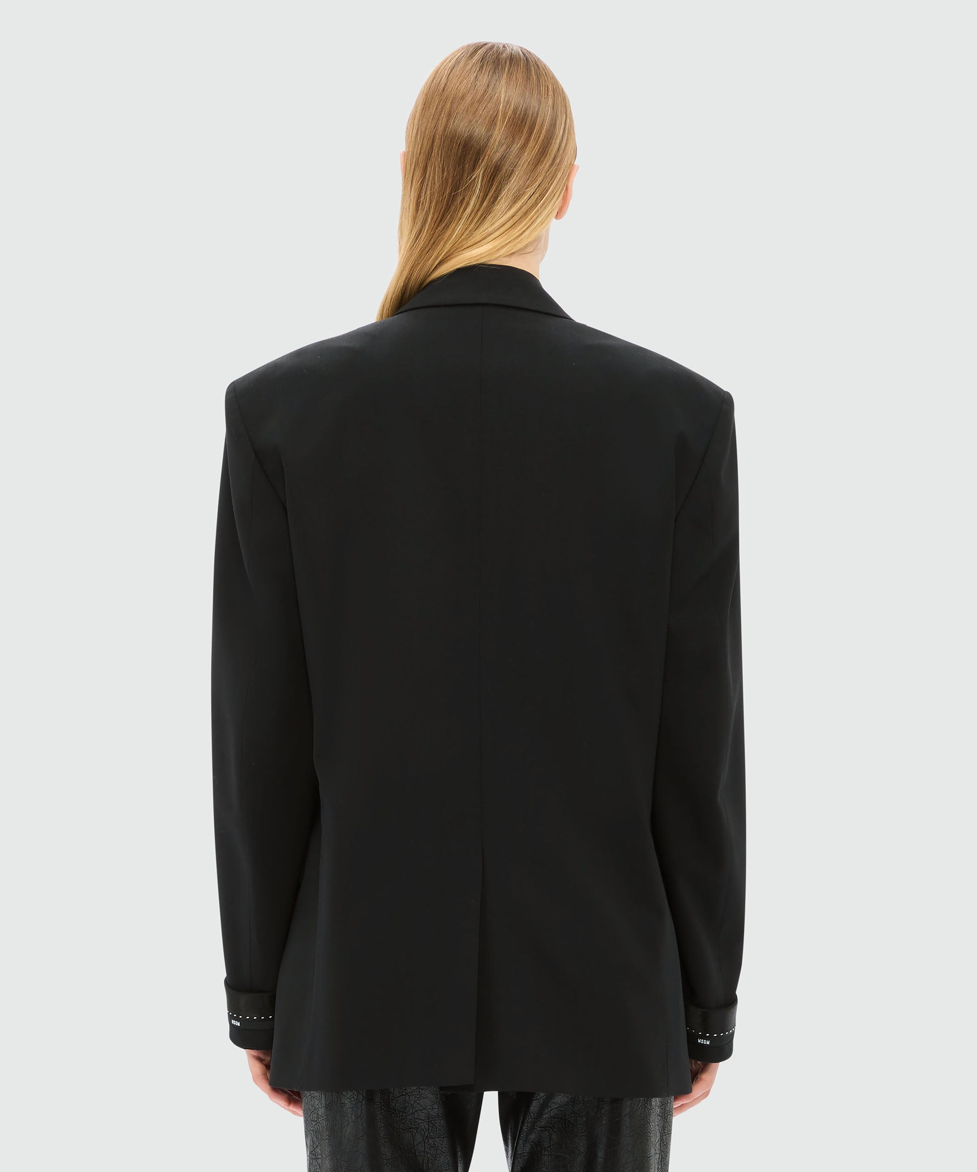 Black jacket in cool wool with MSGM ribbon - 3