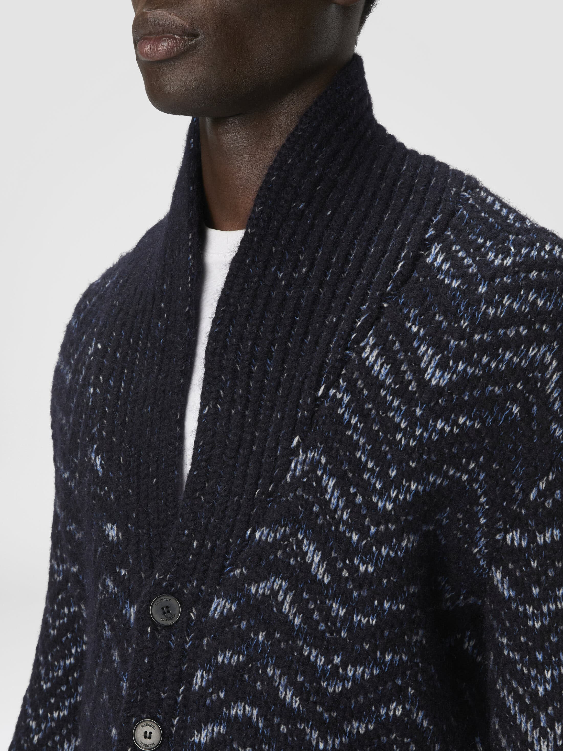 Missoni Buttoned Cardigan With Chevron Pattern in Blue at Nordstrom - 4