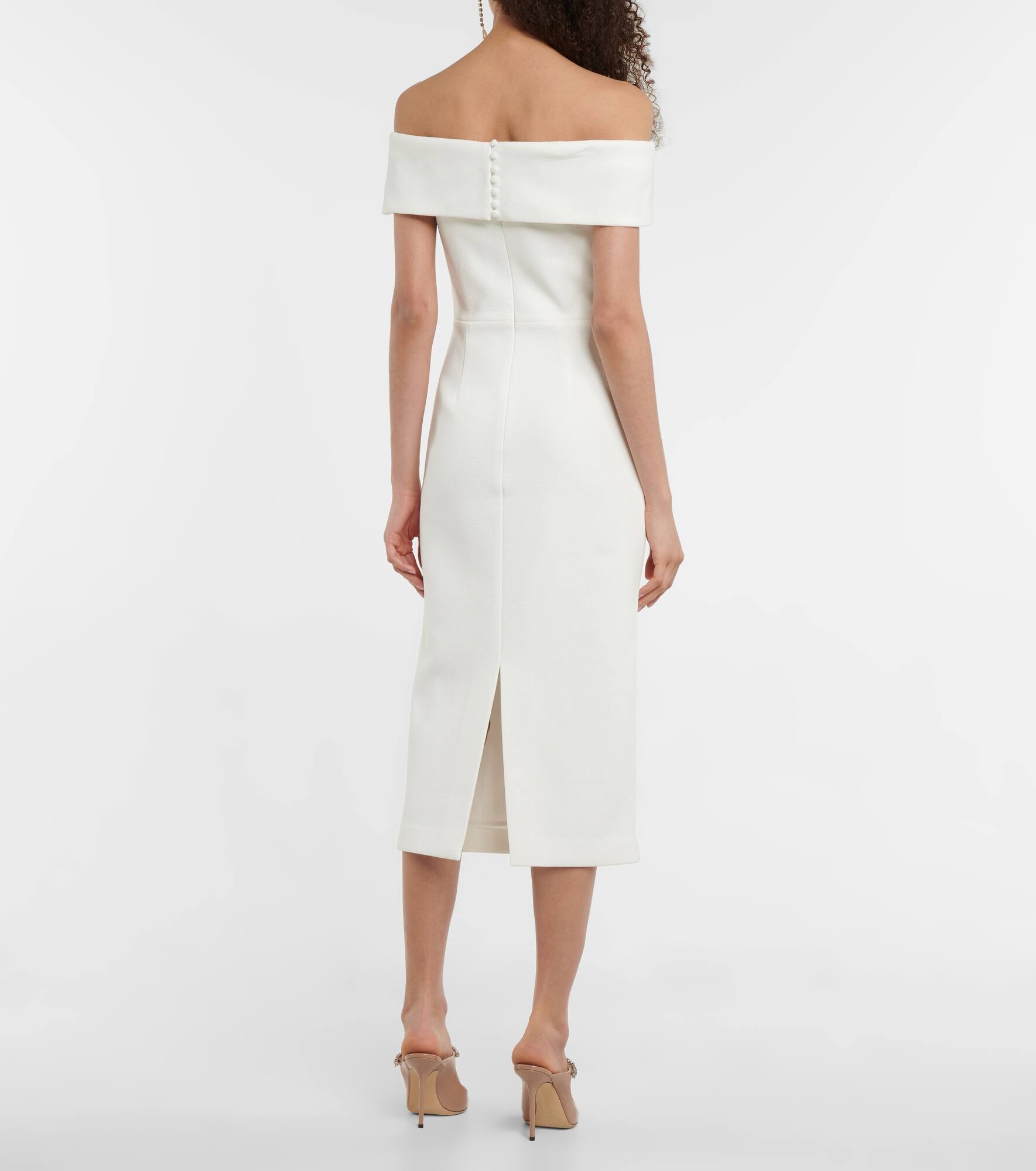 Bridal Amore off-shoulder crêpe midi dress - 3