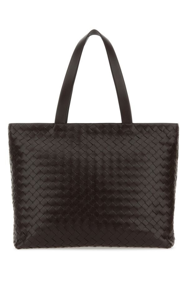 Dark brown leather Intrecciato shopping bag - 3