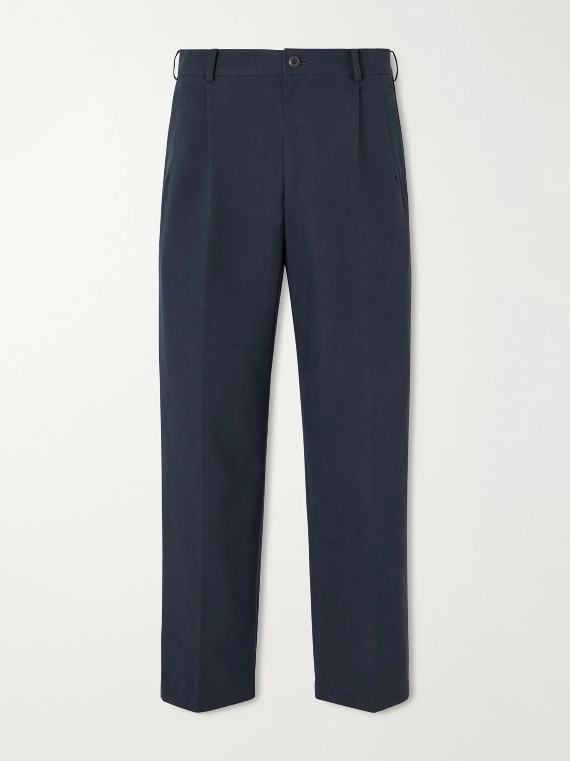 Pleated Tapered Cotton Trousers - 1
