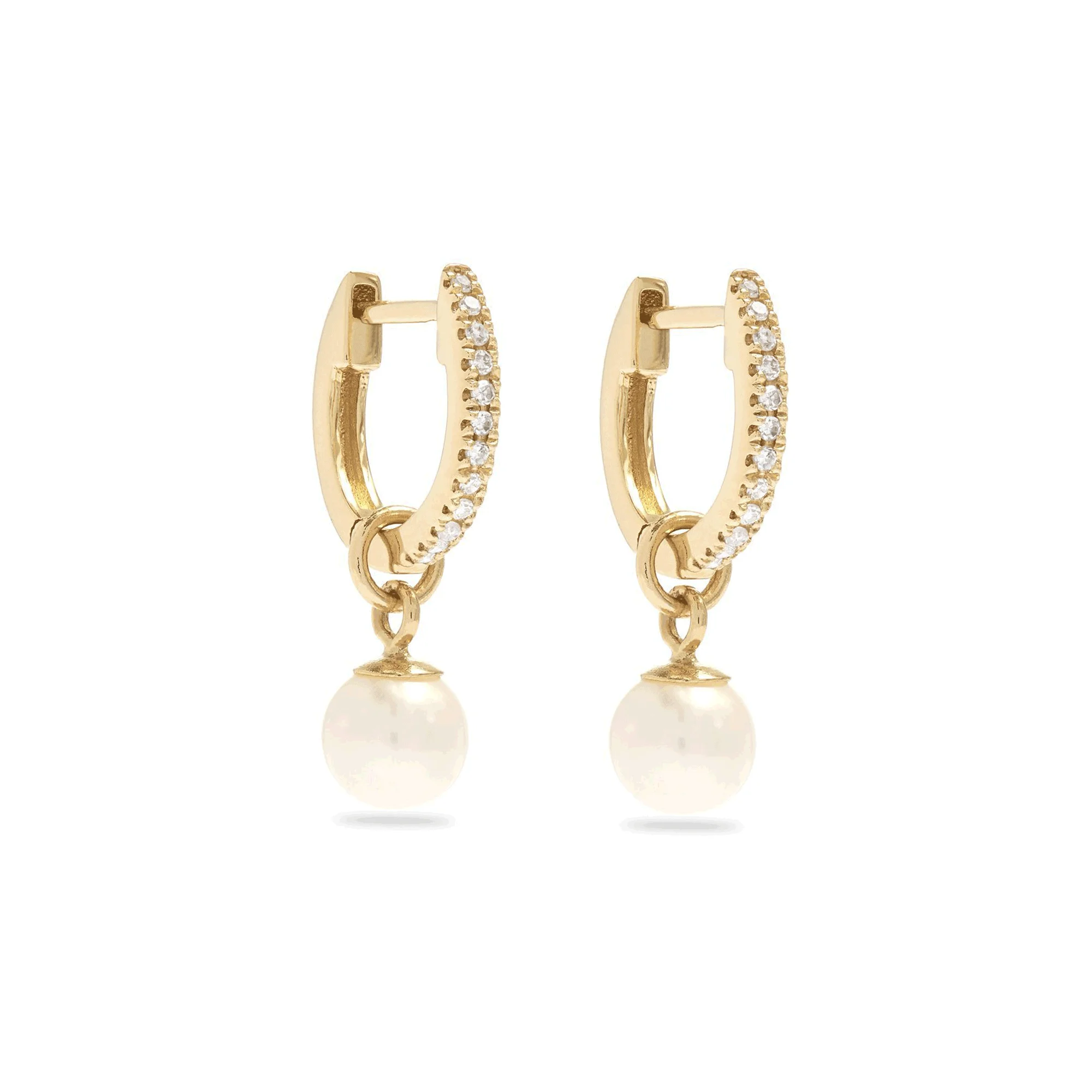Freshwater Droplet Pearl Pave Huggies - 1