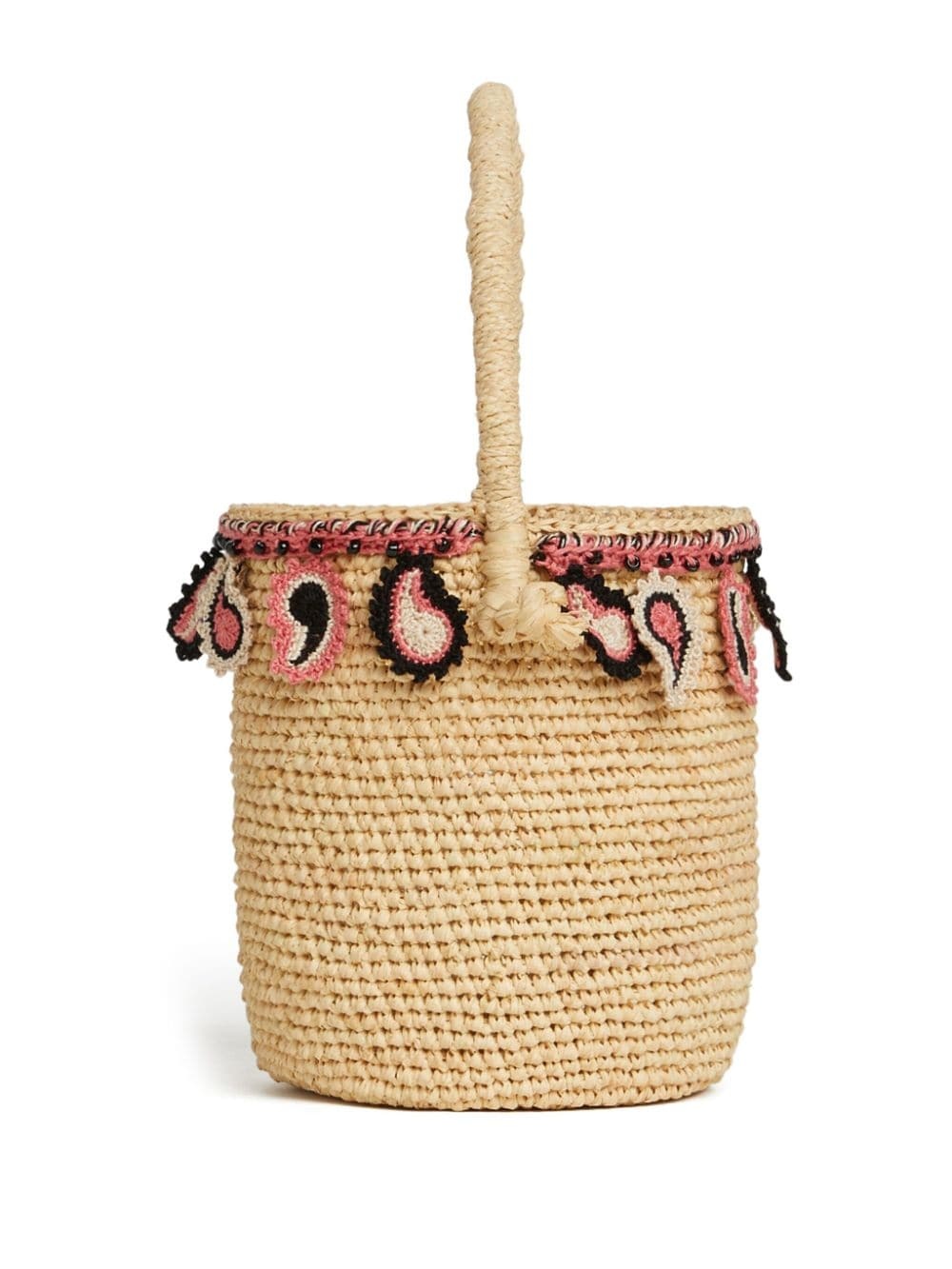 paisley-appliquÃ© raffia basket bag - 5