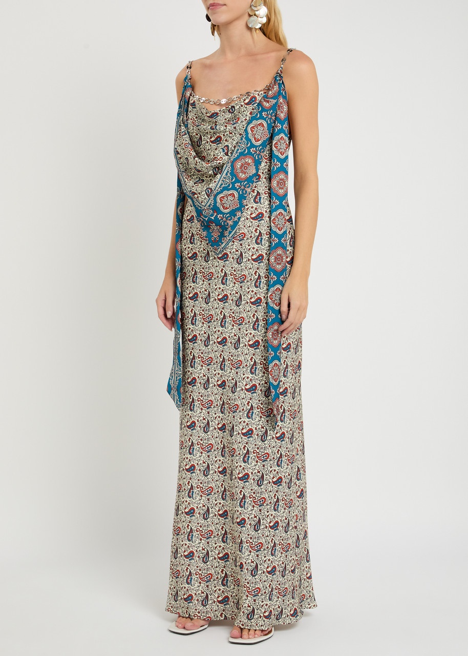Rabanne Paisley Satin Maxi Dress - 2