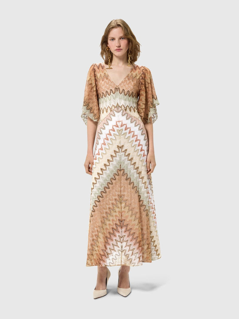Missoni Long dress with V-neck in zigzag lamé viscose outlook