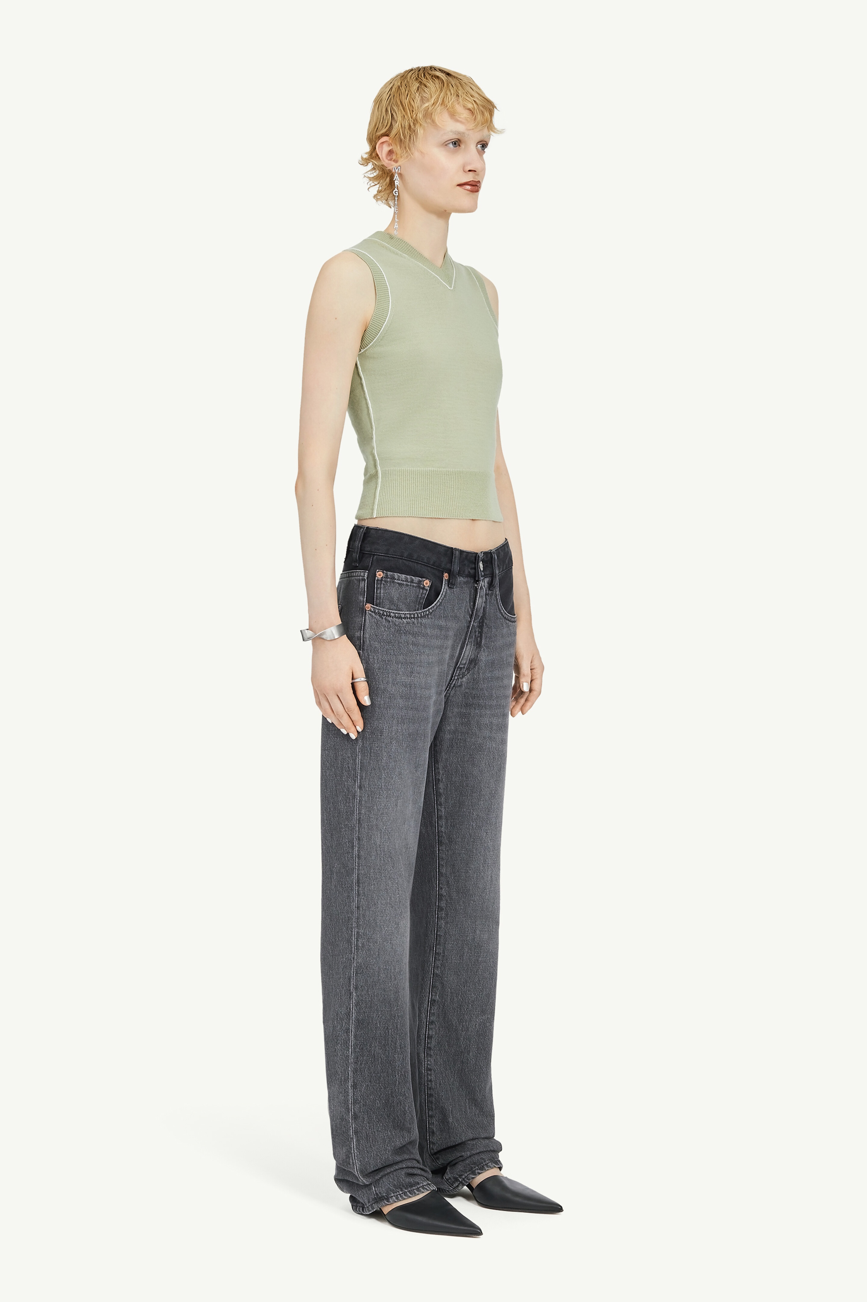 Two-Tone 5-Pocket Denim Trousers - 3