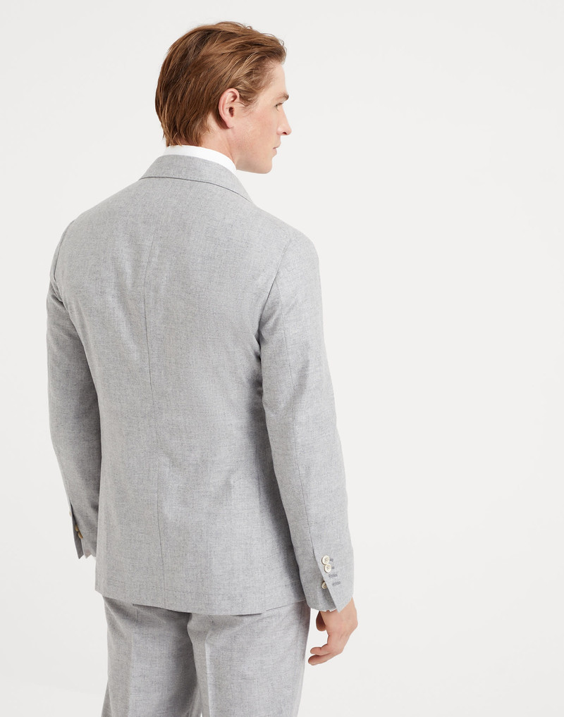 Brunello Cucinelli Cashmere and silk lightweight flannel one-and-a-half breasted deconstructed blazer with patch pocket outlook