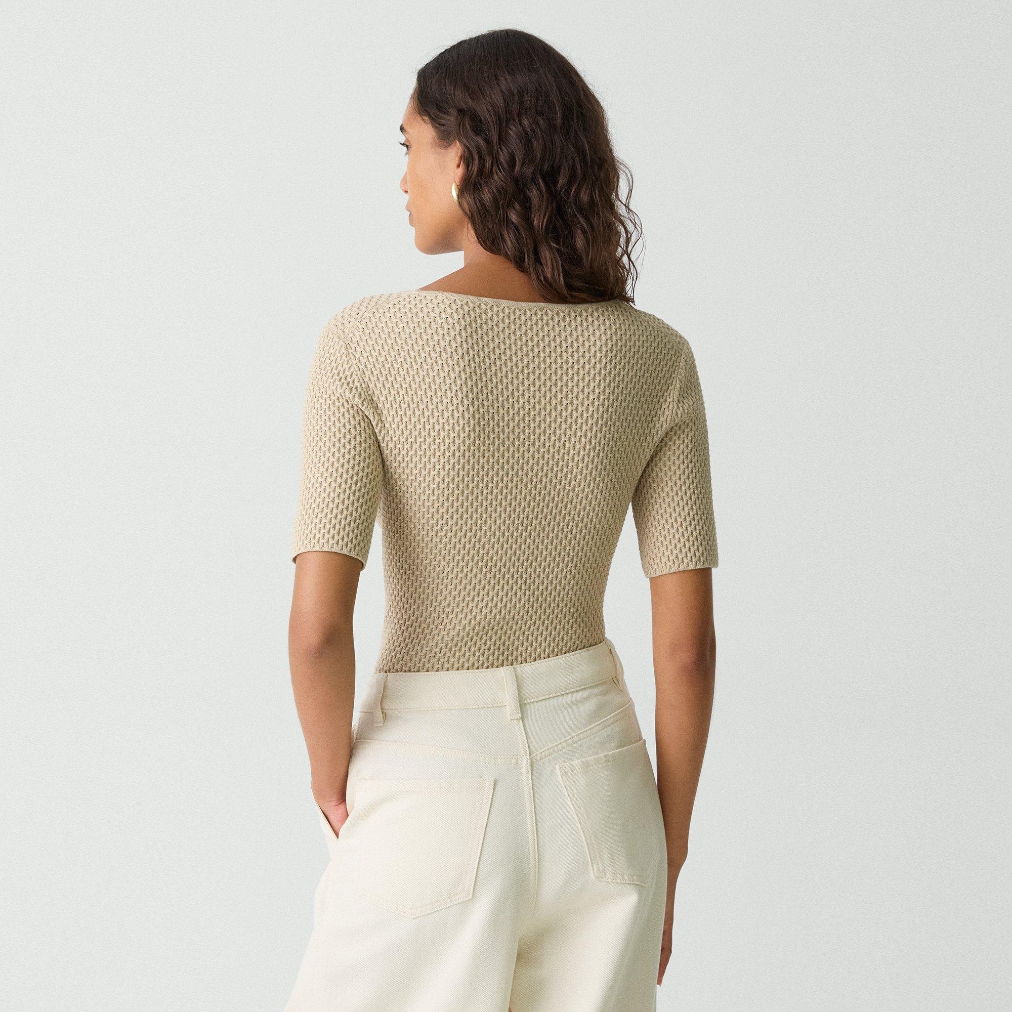 Scoop Neck Top in Textured Cotton-Blend - 4