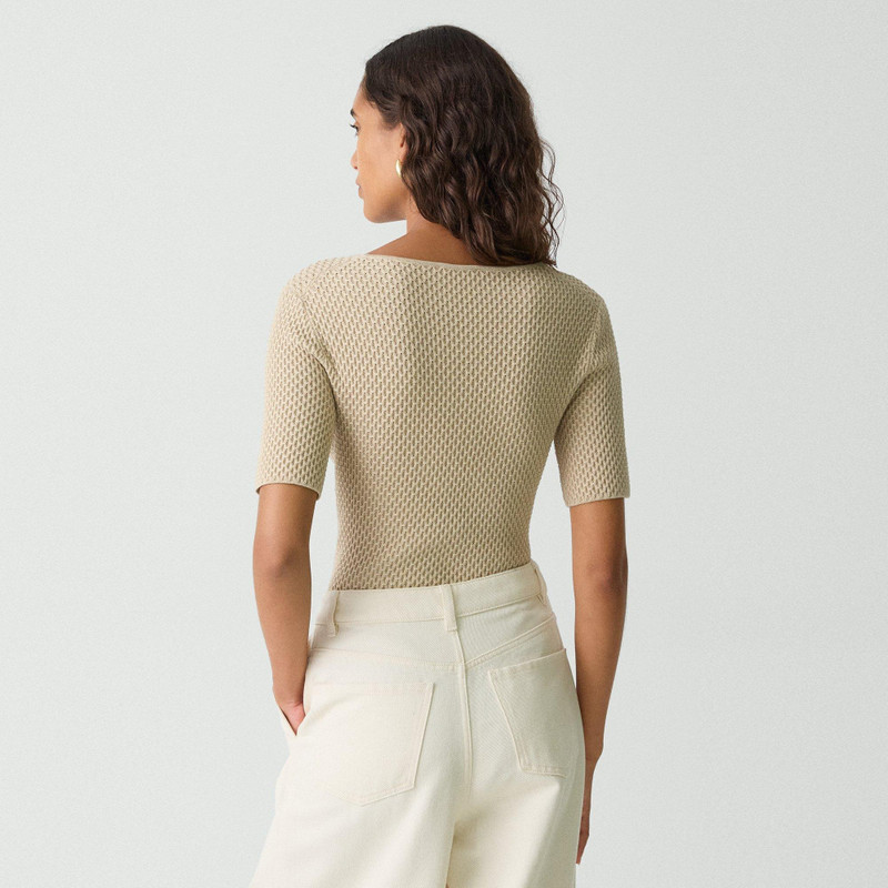 Scoop Neck Top in Textured Cotton-Blend 4