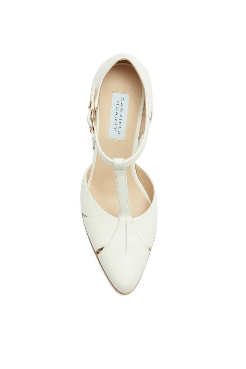 Hawes T-Strap Heel in Cream Leather 4