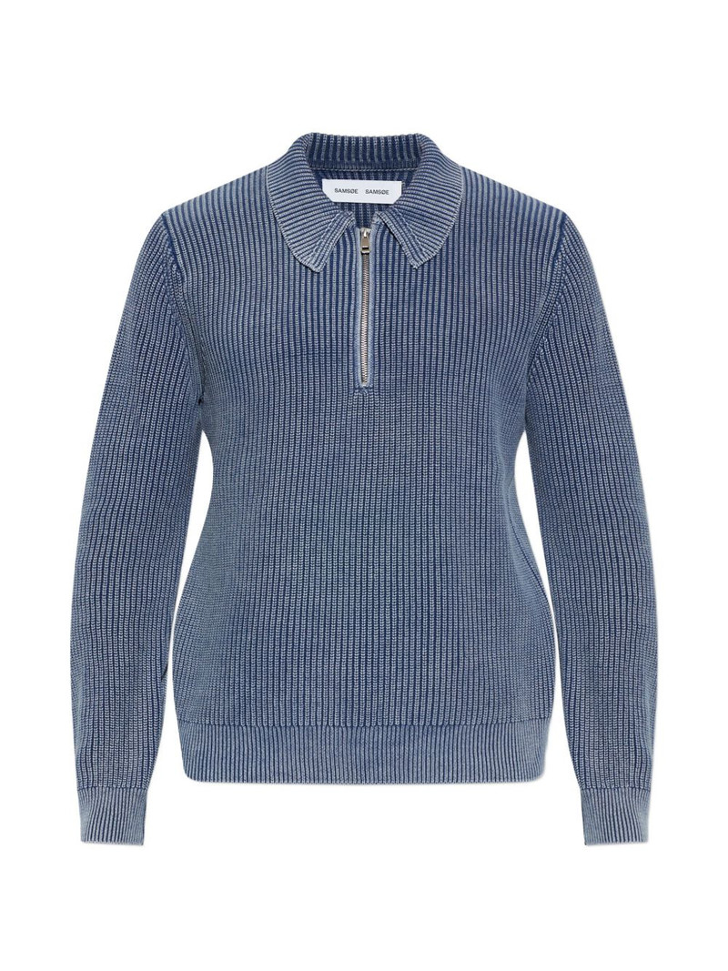 Saearl ribbed zip-fastening polo shirt 1